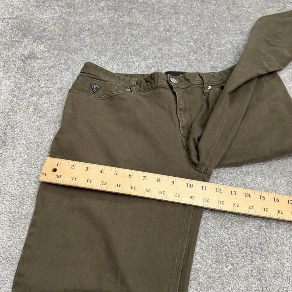 Guess Straight Leg Denim Jeans Mens 36 Olive Green 5-Pocket Casual Stretch 33x28